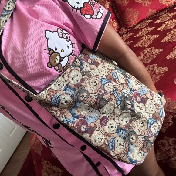 Vintage Teddy Bear Tapestry Bag & Hat Set - Picture 4 of 4